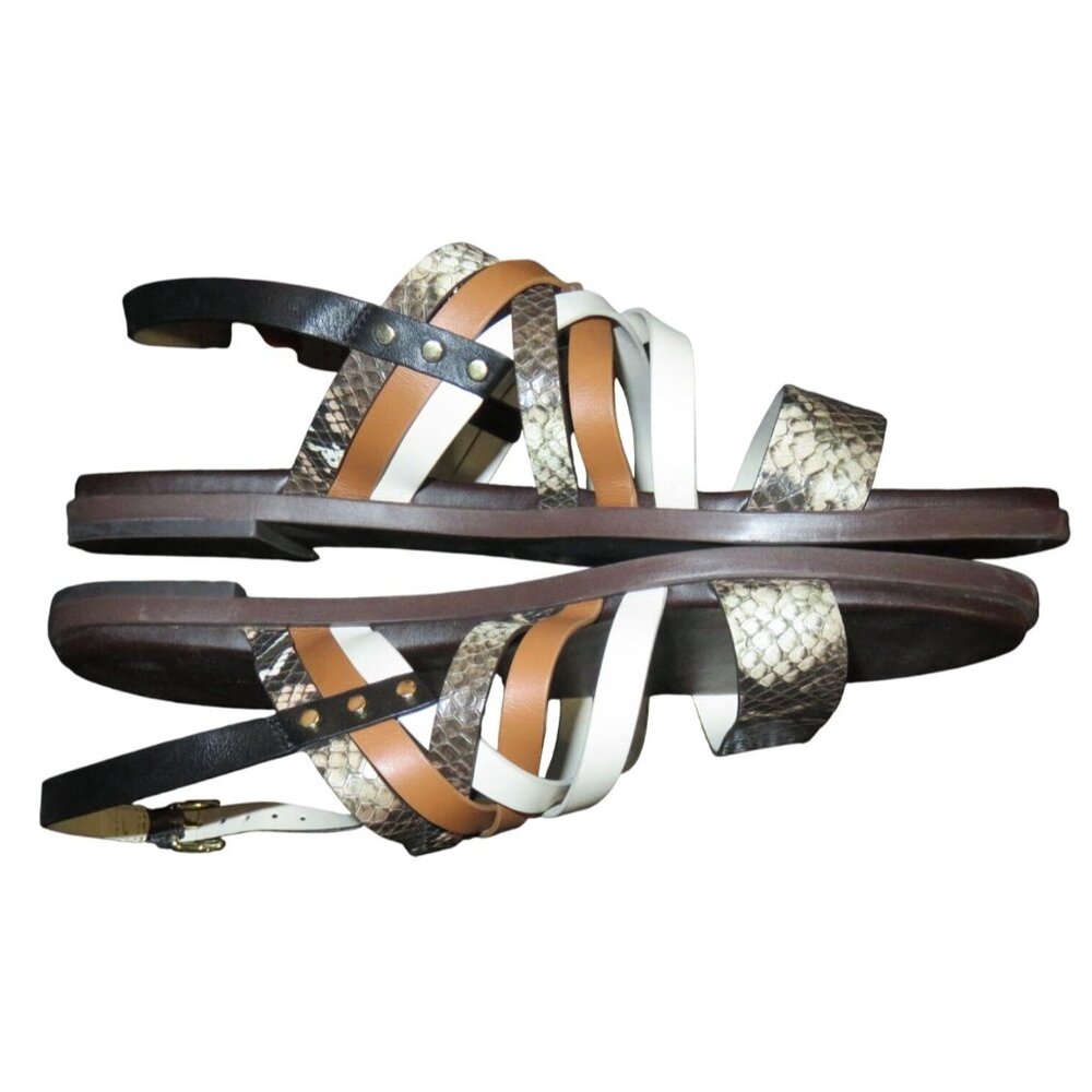 Cole Haan Francie Snakeskin Embossed Braided Leather Slingback Multicolor Sandal - Picture 4 of 7